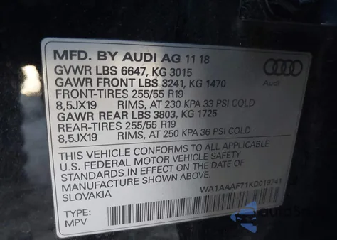 2019 Audi Q7 55 Premium z USA, uszkodzony, nr VIN WA1AAAF71KD019741